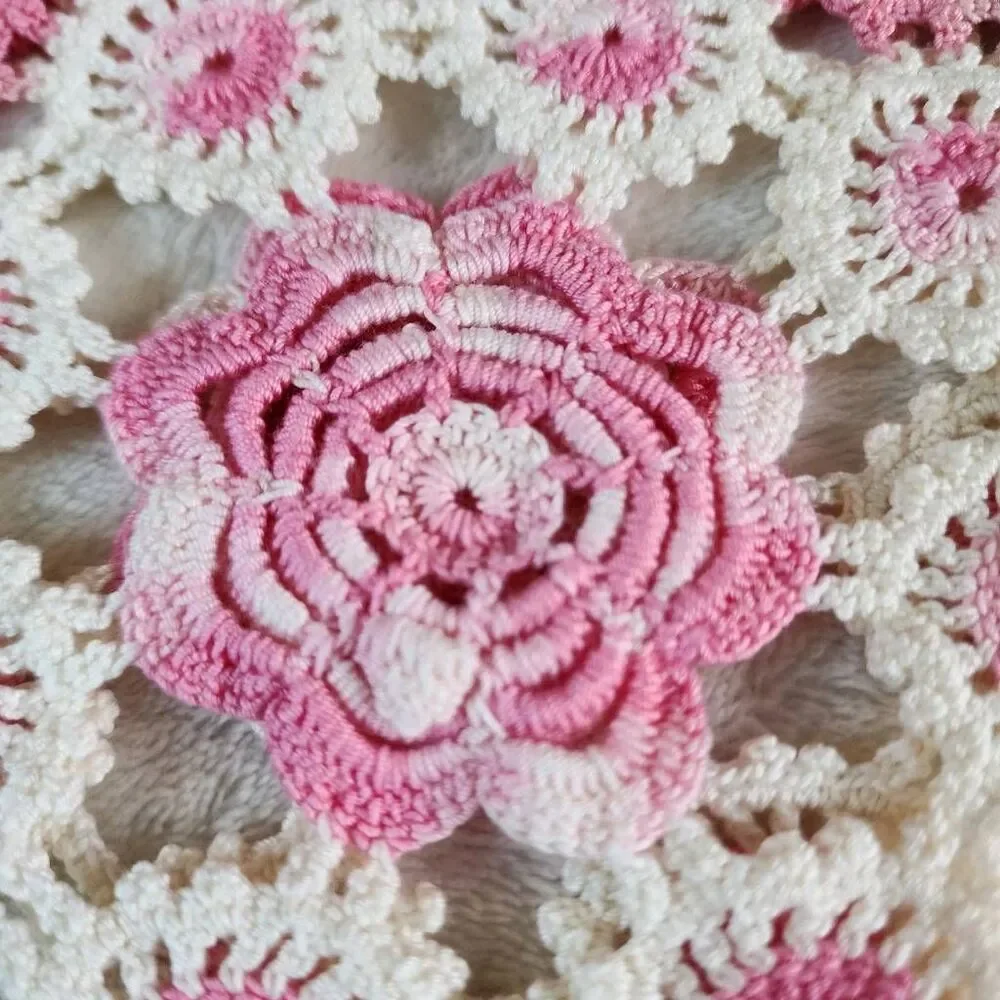 Vintage White Cotton Table Runner With Crocheted Edges